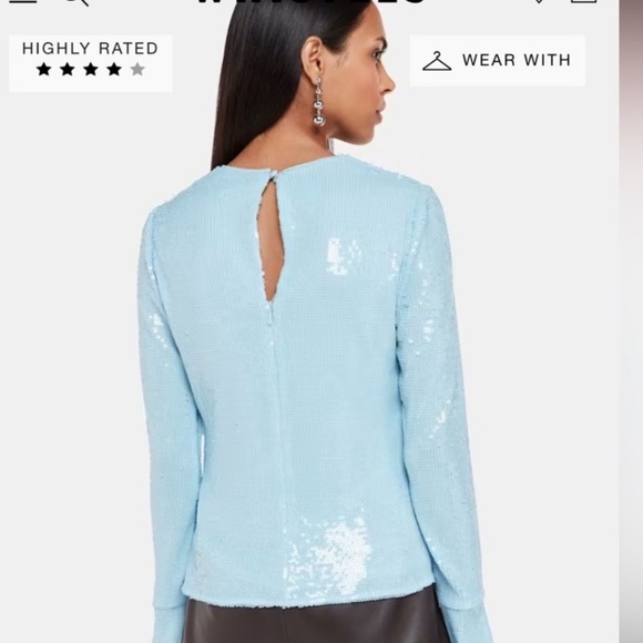 Whistles Light Blue Sequin Women's Top - Picture 3 of 14